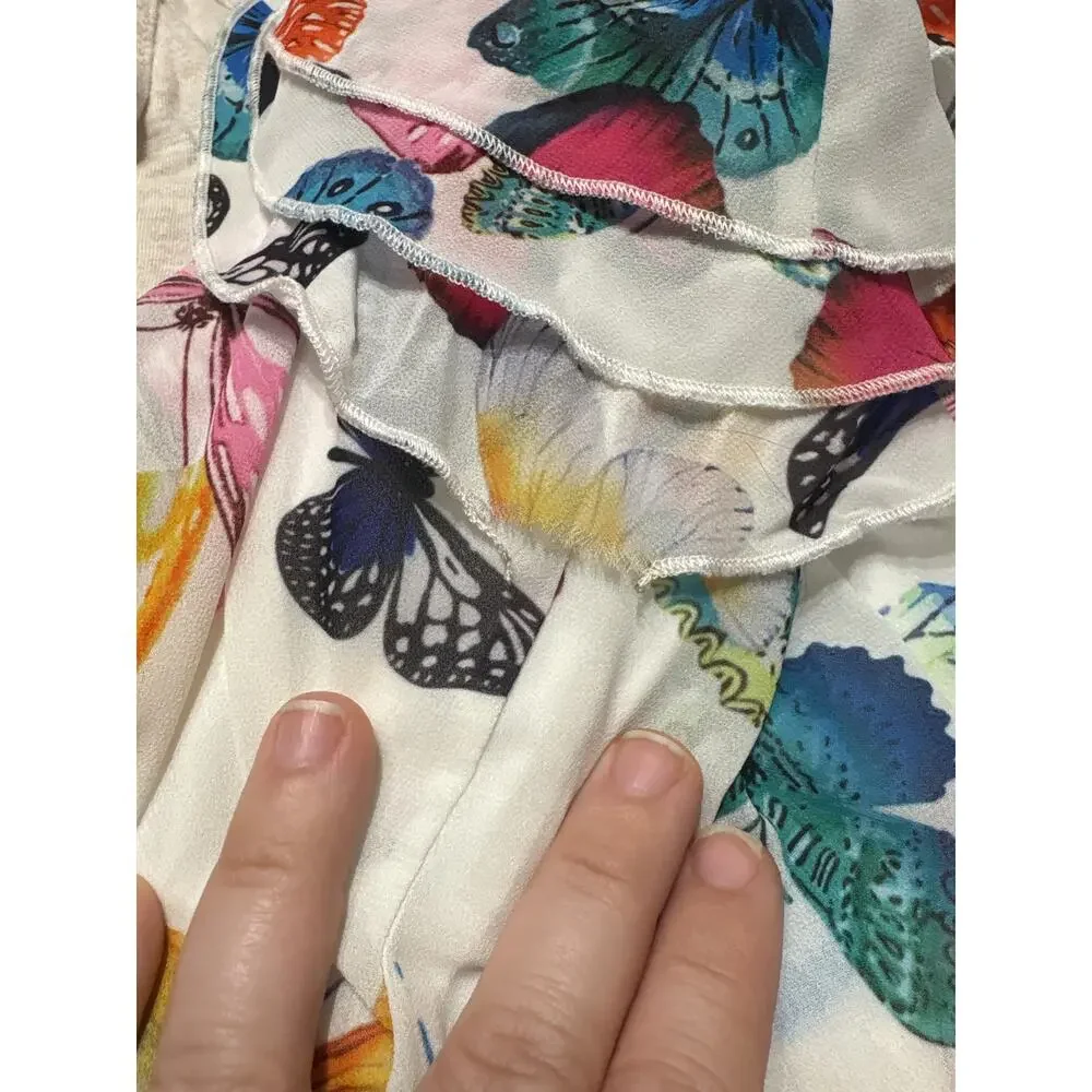 $5/15Butterfly Print Tiered Dress - 10
